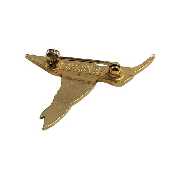 Vtg Cloisonne Ruby Throated Hummingbird Brooch Pin Signed WM Spear 1985 - Picture 3 of 6